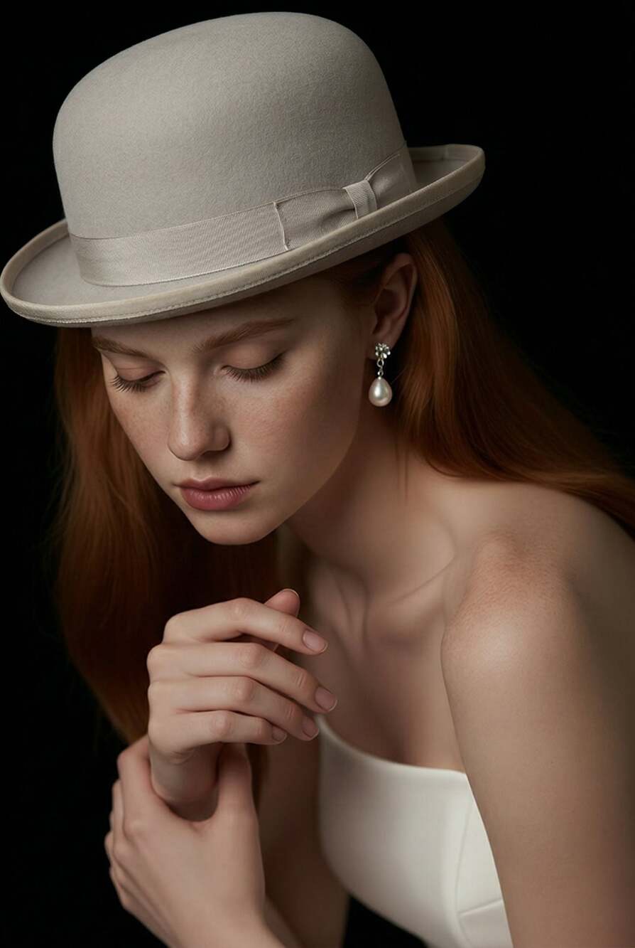 Capas Design Silver Grey 100% Wool Derby Bowler Hat - Size Medium